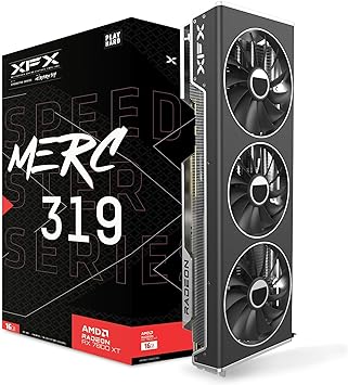XFX Speedster MERC319 RX 7800 XT Black Gaming Graphics Card 16GB GDDR6 HDMI 3xDP, AMD RDNA 3 RX-78TMERCB9