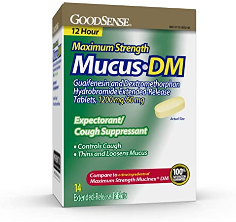 GoodSense Maximum Strength Mucus DM Expectorant and Cough Suppressant, contains Guaifenesin and Dextromethorphan HBr