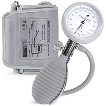 Balance Sphygmomanometer Adult Blood Pressure Monitor, Large Cuff Sizes, Travel Case, & Bulb Kit. Use with Stethoscope
