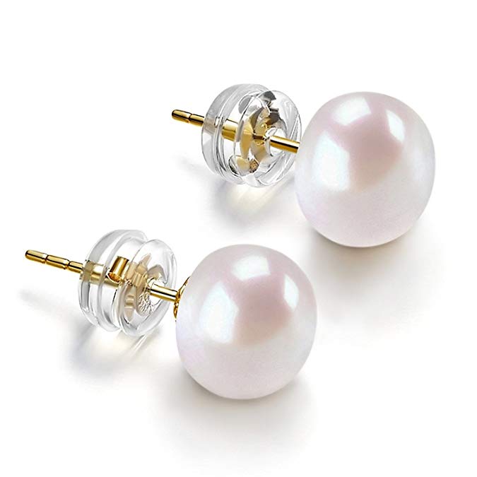 PAVOI 14K Gold AAA  Handpicked White Freshwater Cultured Pearl Earrings Studs