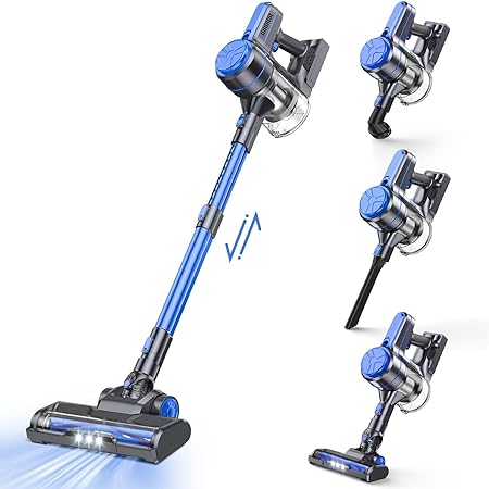 EICOBOT Cordless Vacuum Cleaner, 20000Pa Powerful Cordless Vacuum 6 in 1, 30Mins Long Runtime, Lightweight & Ultra-Quiet Stick Vacuum for Hardwood Floor Carpet Water Blue