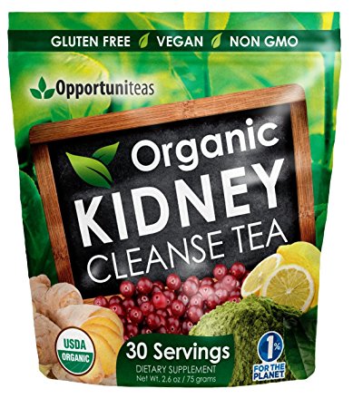 Organic Kidney Cleanse Tea, Natural Support for Urinary Tract & Bladder, Feel Great & Boost Your Energy With Our Kidney Detox Supplement Featuring Matcha Green Tea, Cranberry, Lemon, & Ginger