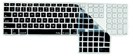 Kuzy - Full Size BLACK Keyboard Cover Skin Silicone for Apple Keyboard with Numeric Keypad Wired USB for iMac - Black