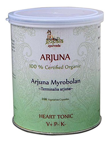 Organic Arjuna Capsules (Terminalia arjuna) (Arjuna Myrobolan) 100% USDA Certified (108 Vege Caps 500mg each)