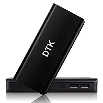 Dtk 12000mah External Battery Power Bank, Portable Charger Backup Pack with Powerful Dual USB with Flashlight For iPhone 6s 6 Plus, iPad and Samsung Galaxy and Other Phones Tablets (BLACK)