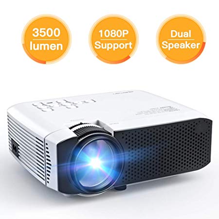 APEMAN Projector Video Mini Projector Portable Home Cinema Projector LCD 3500 Lumens 45000 Hours LED Life Support 1080P 180” HDMI/VGA/USB/ Micro SD Card/AV Input Fire Stick/Chromecast Compatible