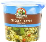 Dr McDougalls Right Foods Vegan Chicken Flavor Noodle Soup Light Sodium 14-Ounce Cups Pack of 6