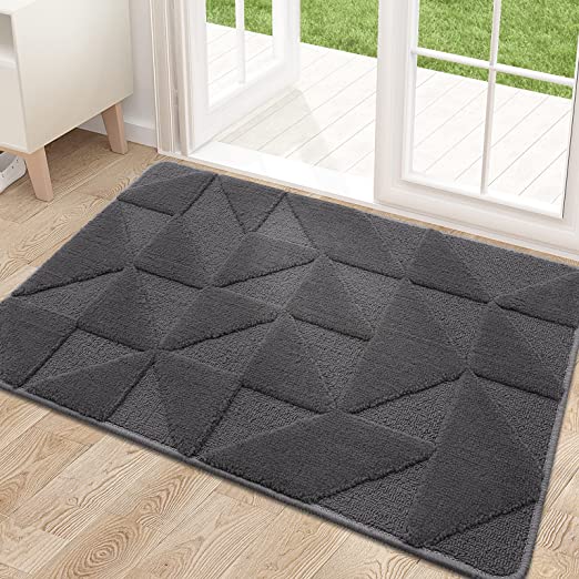 OLANLY Door Mats Indoor, Non-Slip, Absorbent, Dirt Resist, Entrance Washable Mat, Low-Profile Inside Entry Doormat for Entryway (24x36 inches, Dark Grey)