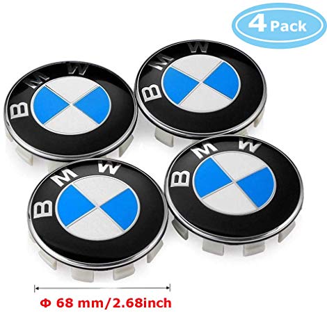 Toolacc Wheel Center Caps fit for BMW, 4 Pieces Blue & White Color Emblem Badge Replacement Hub Caps Fits for BMW 3 5 6 7 series X6 X 5 X3 Z3 Z4