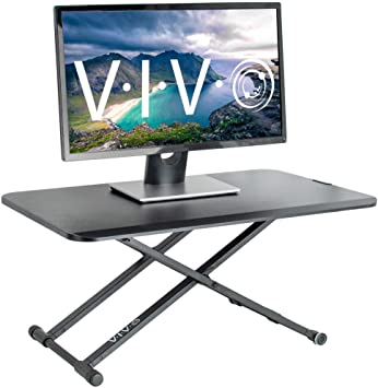 VIVO Black Small Single Top 29 inch Standing Desk Converter | Tabletop Sit to Stand Monitor Riser with Scissor Lift Height Adjustment (DESK-V011F)