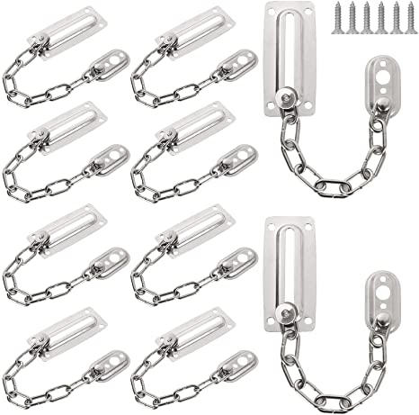 LANIAKEA 10 Pack Door Chain Lock, Heavy Duty Security Chain Guard Locks for Inside Door, 304 Stainless Steel Chain Door Guard