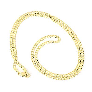 Men's Solid 14k Yellow Gold Comfort Cuban Curb Chain Necklace