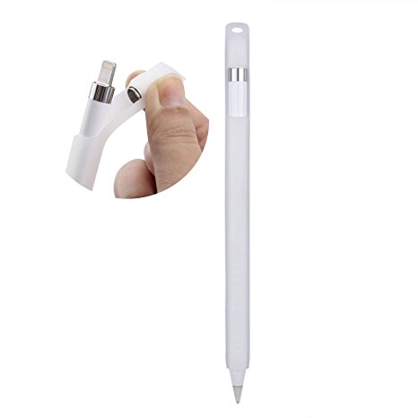 Leeko Skin Case Sleeve for Apple Pencil - Triangular Design Apple Pencil Case Holder for 9.7 and 12.9 Inch iPad Pro Apple Pencil,White