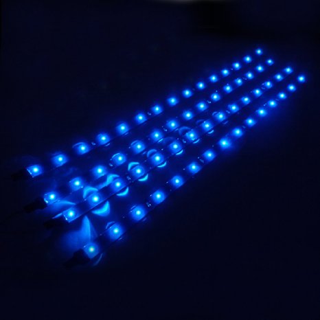 IMAGE® 4 Pcs 30cm Blue Strip Motorcycle Car Lights Waterproof Flexible Strip Light
