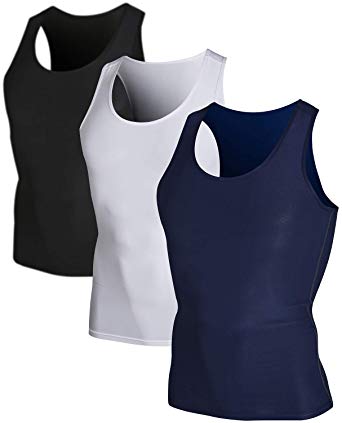 DEVOPS Men's 3 Pack Sleeveless Athletic Cool Dry Compression Muscle Tank Top