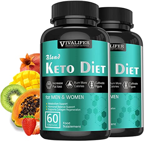 Keto Pills, 2 Pack Fat Burner & Weight Loss Supplement Formula Keto Burn Pills, Maximum Strength Appetite Suppressant for Men and Women, ACV Detox Support - 60 Capsules