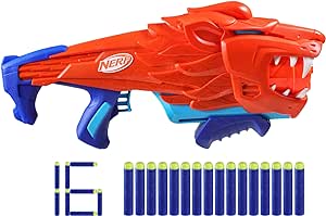 NERF Wild Lionfury, Easy Play Dart Blaster, 16 Nerf Elite Darts, Nerf Blaster Lion Toys for 6 Year Old Boys & Girls & Up, Outdoor Toys