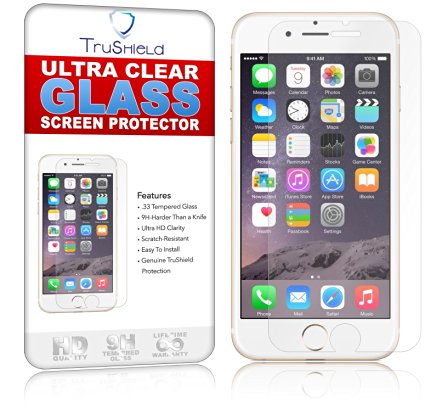 [2-PACK] Apple iPhone 6 Screen Protector - Tempered Glass - Package Includes Microfiber Cleaning Wipe and 2 x Tempered Glass Screen Protectors - by TruShield