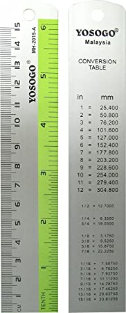 6 Inch / 15 cm Assorted Color Aluminum Ruler in Inch and cm Scale with Hanging Hole | Pack of 6