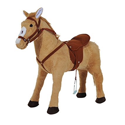 Qaba 27” Plush Standing Horse Toy with Sound - Beige