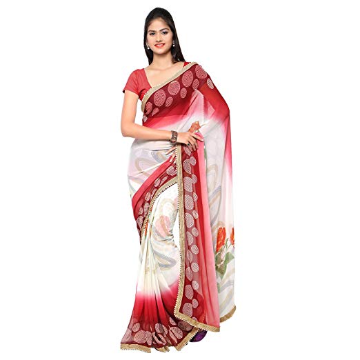 Kvsfab Bollywood Designer Georgette Party Wear Saree with Unstitched Blouse Piece