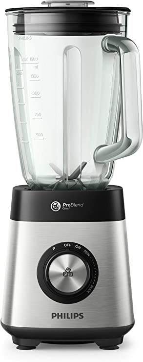 Philips Multifunction Mixer Series 5000 HR3571/90, 1000 W, ProBlend Crush Technology with 6 blades, variable speed   pulse, capacity 2L, glass cup, stainless steel knife