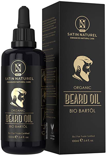 Beard Oil Of Fair Trade Certified Organic Quality For Your Beard Care/All Natural Nourishment For A Healthy Beard/In 100ml Glass Bottle/Vegan & Made In Germany