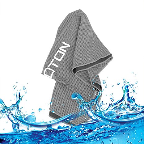 OMOTON High-tech Cooling Towel for Instant Relief-Soft Breathable Mesh Yoga Towel-Keep Cool for Running Biking Hiking and all Other Sports