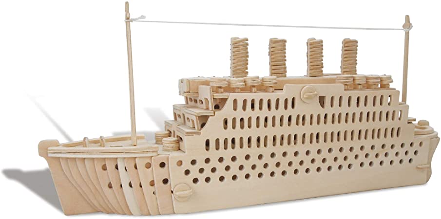 Puzzled 3D Puzzle Titanic Wood Craft Construction Model Kit, Fun Unique & Educational DIY Wooden Toy Assemble Model Unfinished Crafting Hobby Boat Puzzle to Build & Paint for Decoration 178 Pieces