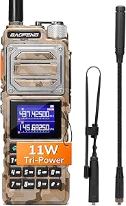 BAOFENG UV-25 Tri-Power Ham Radio Handheld, 11W Long Range Two Way Radio, UHF VHF MW FM Air NOAA Multi-Band Receiver, 5200mAh BatteryType-C Charging, Tactical Gooseneck Antenna & Whip Antenna, 999CH