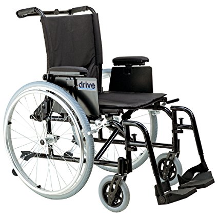 Drive Medical Cougar Ultra Lightweight Rehab Wheelchair with Various Arms Styles and Front Rigging Options, Black, 18"