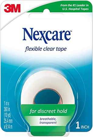 Nexcare Flexible Clear Plastic First-Aid Tape, 25.4mm x 9.14m