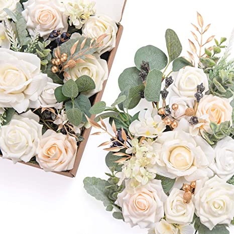 Ling's moment Artificial Flowers Box Set for DIY Wedding Bouquets Centerpieces Arrangements Party Baby Shower Home Decorations