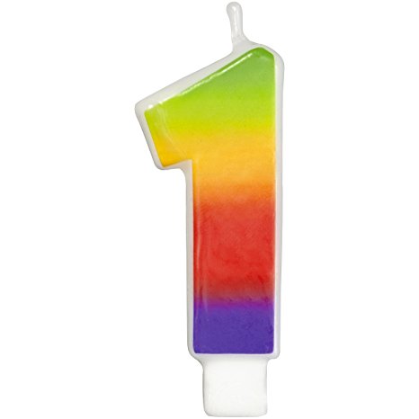 Wilton W2811-1040 Rainbow Candle, Numeral 1