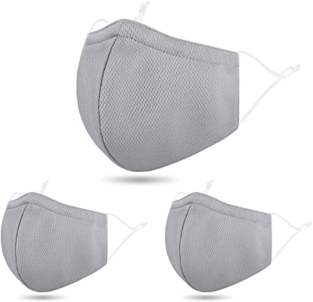 Lullaby 3 Pcs Unisex Washable Reusable Face Madks Mouth Cover Grey