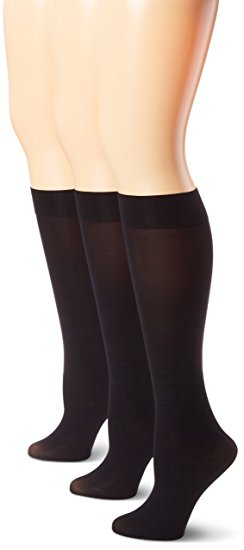 Nine West Women's Solid Opaque 3 Pair Pack Trouser Sock