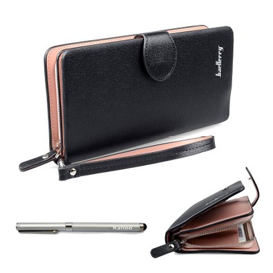 Gottowin Women's Long Style PU Leather Purse Wallet Clutch Handbag Organizer Wristlet Card Holder with Zipper & Snap Closure   Stylus pen