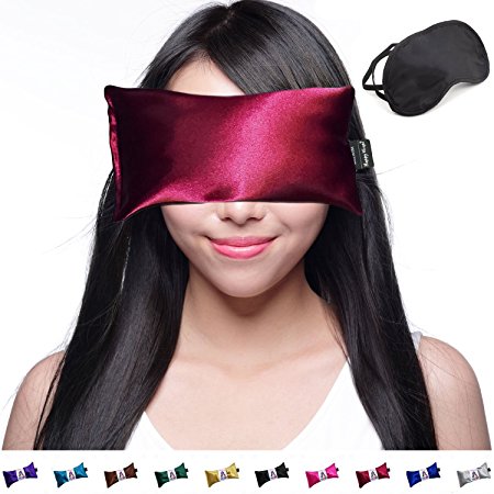 Hot Cold Lavender Eye Pillow and Free Eye Mask for Sleep, Yoga, Migraine Headaches, Stress Relief. By Happy Wraps - Ruby