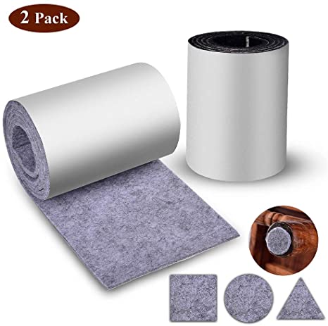 Furniture Felt Pads,2 Pack Felt Strip Roll,Heavy Duty Self Adhesive Tape Sticky for Chair,Sofa,Furniture Feet,DIY Shape Made,Dishes and Plant Pots,Non Slip,Non Scratch,Floor Protector Pad