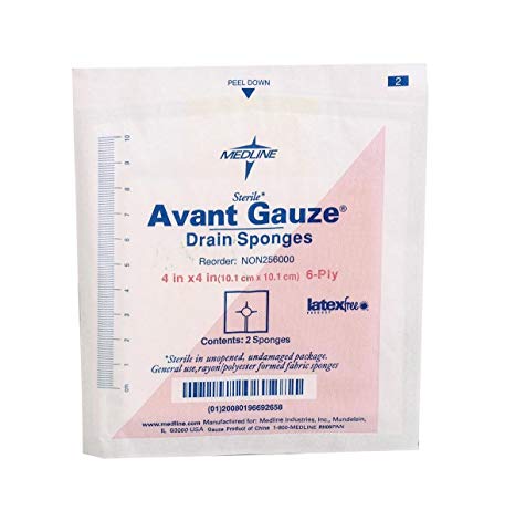 Avant Gauze Drain Sponges 4" x 4", 6-ply, sterile 2's - 25/pack 50 ..