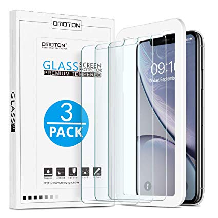 OMOTON Tempered Glass Screen Protector Compatible with Apple iPhone XR 6.1 inch [3 Pack]