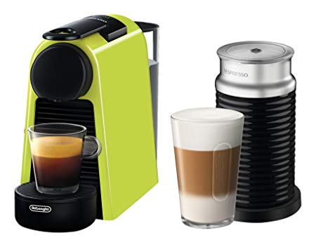 Nespresso Essenza Mini Coffee Machine by DeLonghi with Aeroccino Milk Frother - Lime Green