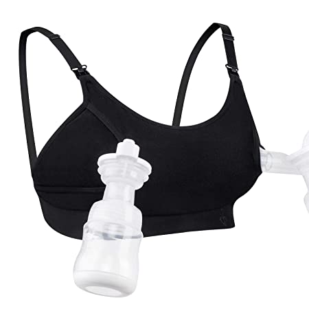 Momcozy Hands Free Pumping Bra, Adjustable Breast-Pumps for Women Black, Size X-Small
