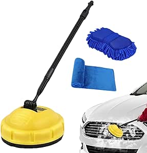 High Pressure Surface Cleaner for Kar-cher K1-K7 High Pressure Cleaner, Patio Cleaner Brush Attachment With 2 Towels, Long Handle Pressure Washer Rotary Brush for Garage Cleaning