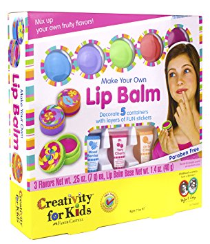 Creativity for Kids Make Your Own Lip Balm Kit – Makes 5 Lip Balms – Includes Customizable Containers and Handy Carrying Case – Ages 7 and Up