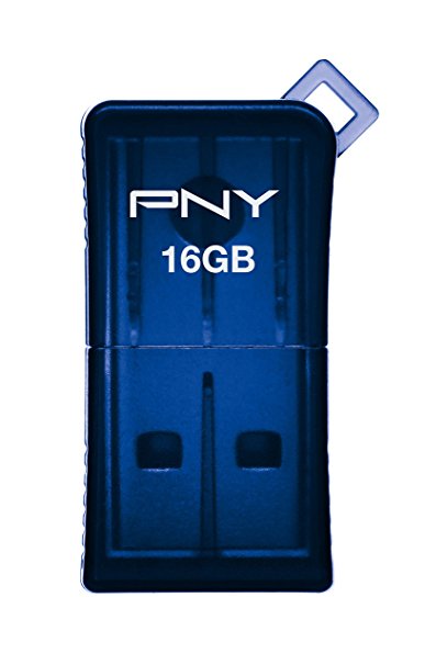 PNY Micro Sleek Attaché 16GB USB 2.0 Flash Drive - Blue -P-FDU16GSLK/BLU-GE