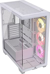 CORSAIR iCUE LINK 3500X RGB Boîtier PC ATX Mid-Tower – Verre Trempé Panoramique – Connexion Inversée Compatible avec La Carte Mère – 3x Ventilateurs iCUE LINK RX120 RGB Inclus – Blanc