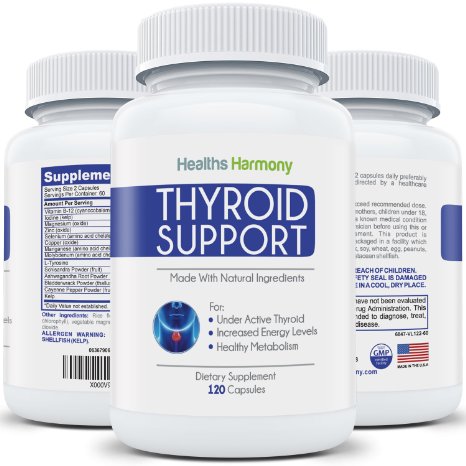 Best Thyroid Support Supplement 120 Capsules - Improve Your Energy and Lose Weight with Increased Metabolism - Iodine and Ashwagandha Root for Thyroid Health - 100 Money Back Guarantee
