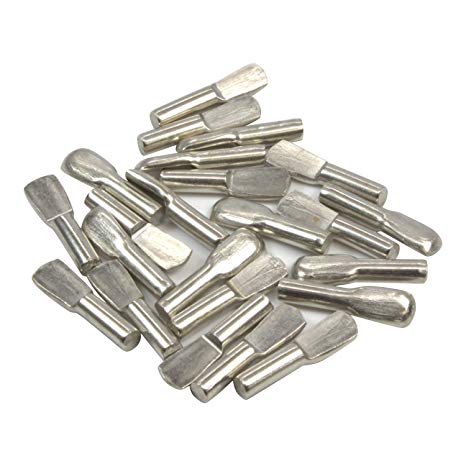Rok Hardware Heavy Duty Shelf Pin Spoon Shaped Cabinet Support Pegs Holder Metal Nickel (25 Pack, 3mm)