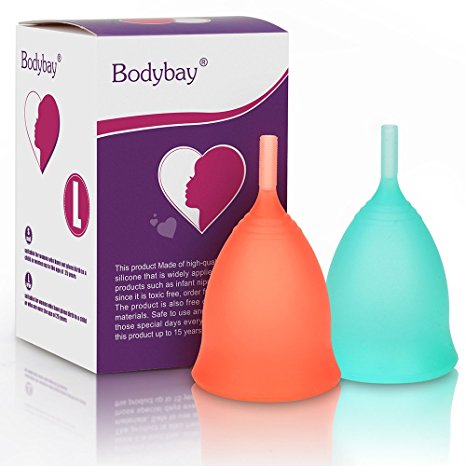 Bodybay Menstrual Cup，Set of 2 Periods Kit with FDA Registered，Best Feminine Alternative Protection to Tampons and Cloth Sanitary Napkins (Large)